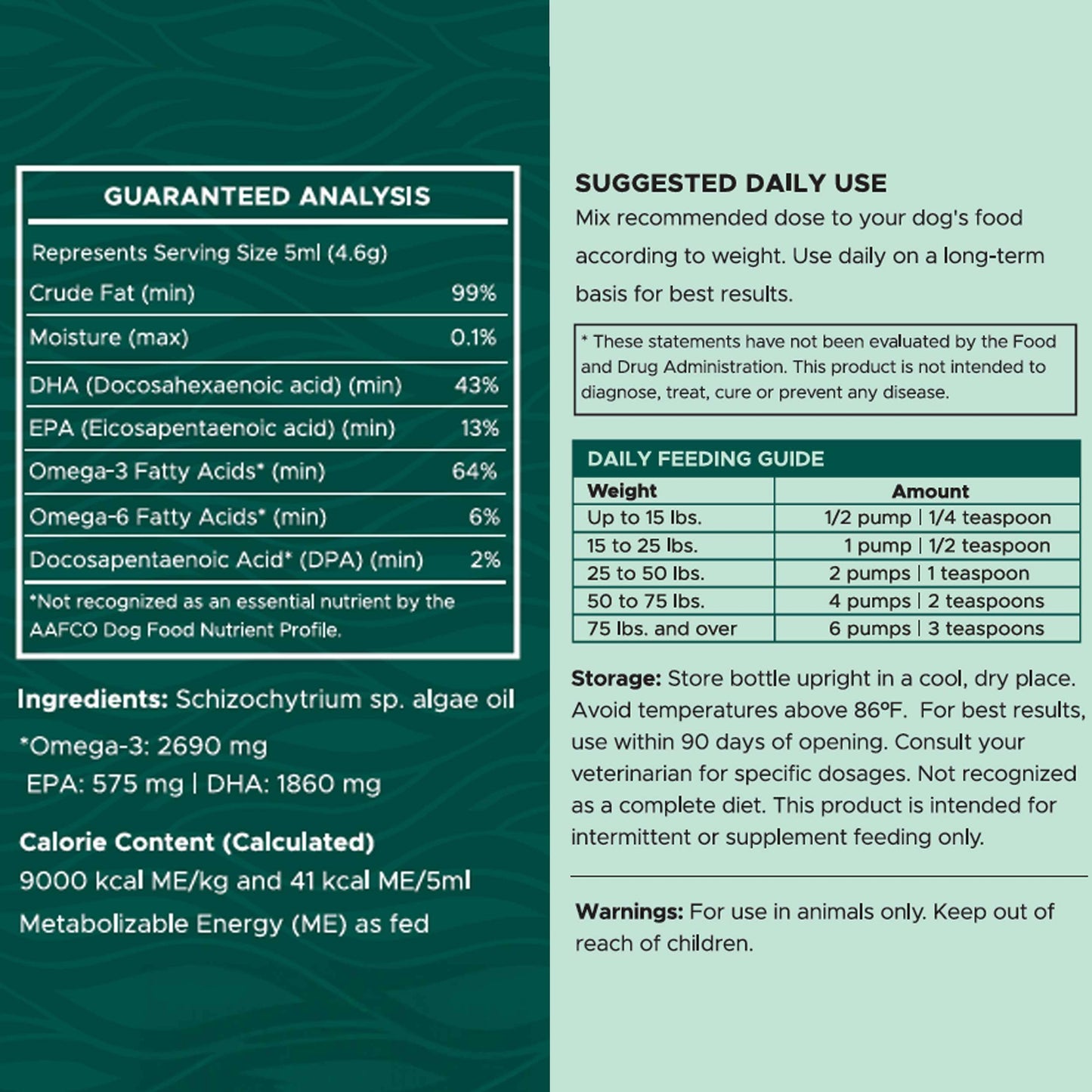 Vegan Omega-3 Skin and Coat Supplement for Dogs with Pump: 4 Ounce