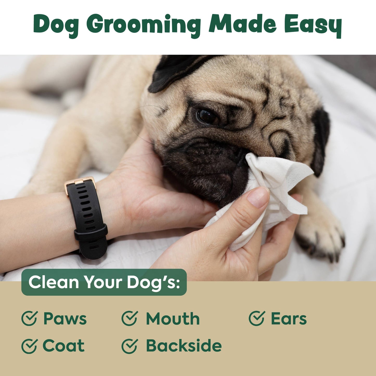 Extra Thick Herbal-Infused Dog Grooming Wipes - 100 Wipes