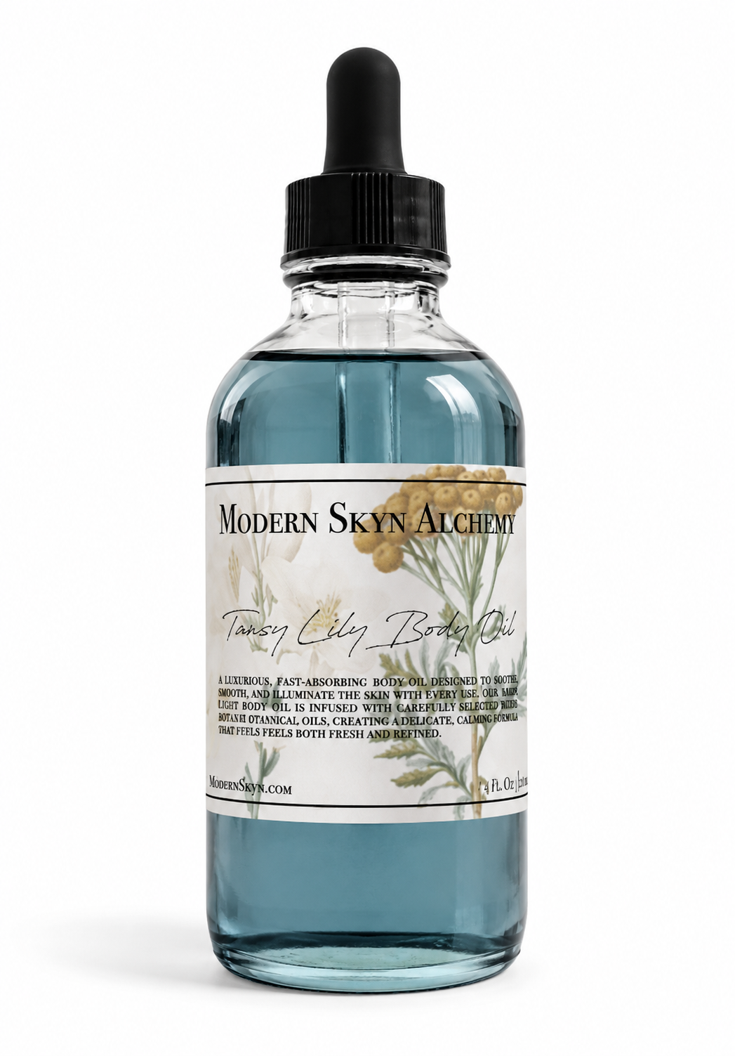Tansy Lily Body Oil: 4 oz. Glass Bottle with Dropper