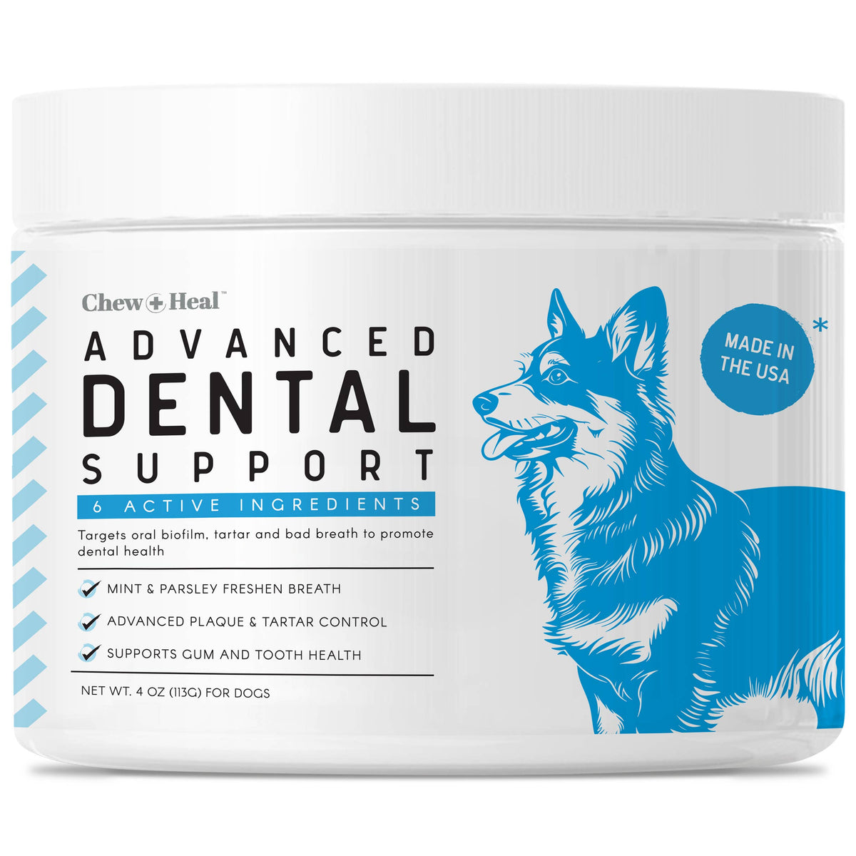 Advanced Dental Support Powder with 6 Actives for Dogs: Large