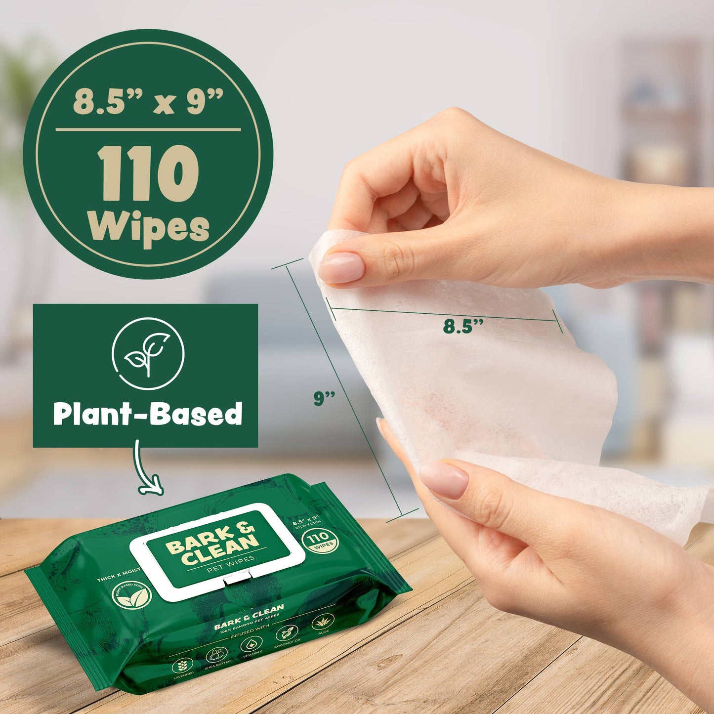 Extra Thick Herbal-Infused Dog Grooming Wipes - 100 Wipes