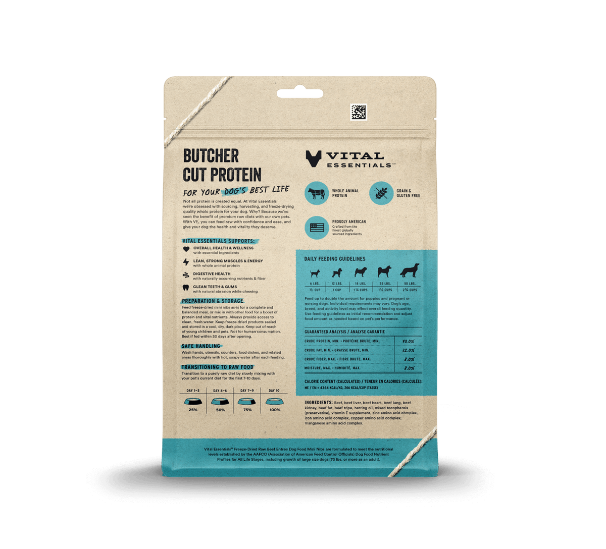 Vital Essentials Raw Beef FD Dog Food Mini Nibs 14 oz