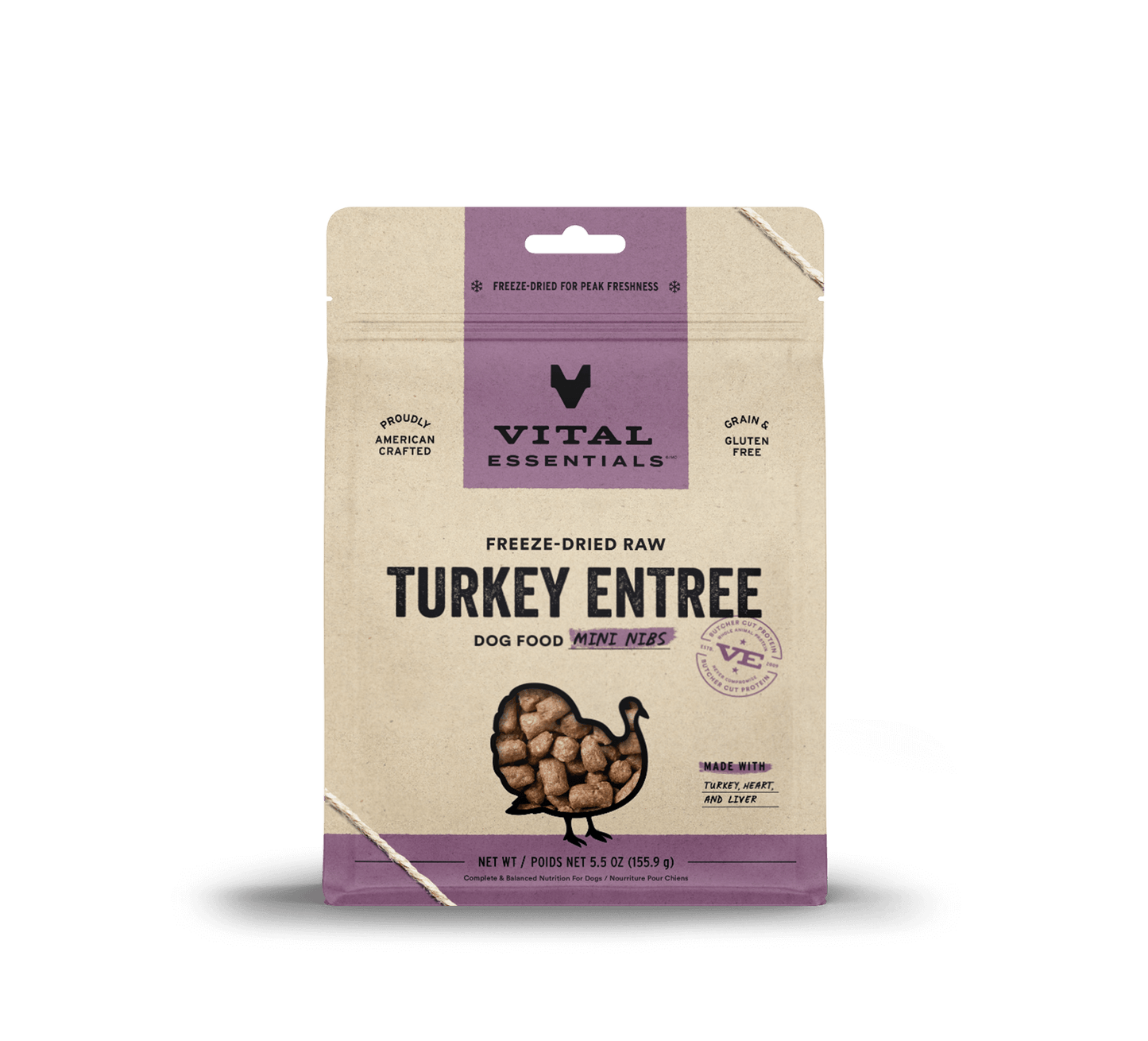 Vital Essentials Raw Turkey FD Dog Food Mini Nibs 5.5 oz
