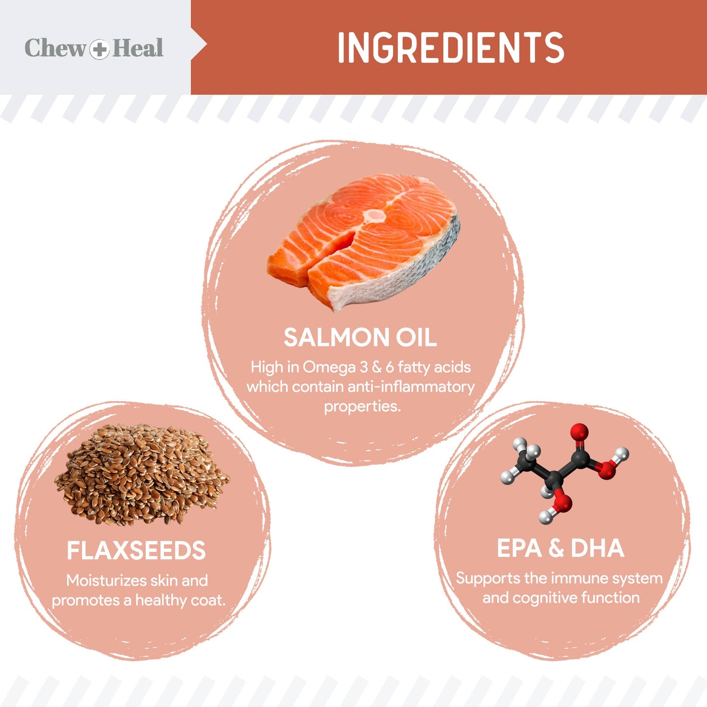 Salmon Flavored Omega Skin + Coat Soft Chews, 180 Count