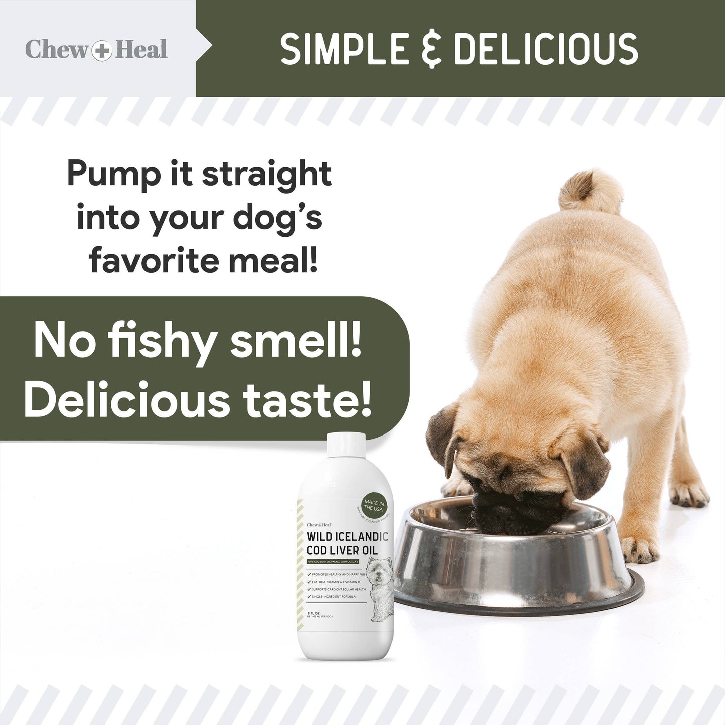 Wild Caught Cod Liver Oil for Dogs, Single Ingredient - 8oz