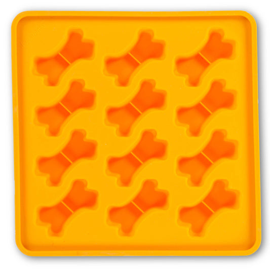 Messy Mutts Framed Silicone Treat Making Mold Bones Orange