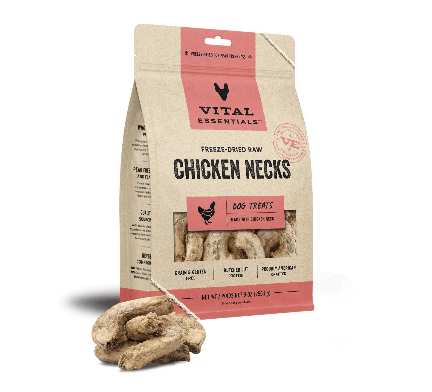 Vital Essentials Freeze-Dried Raw Chicken Necks Dog Treats