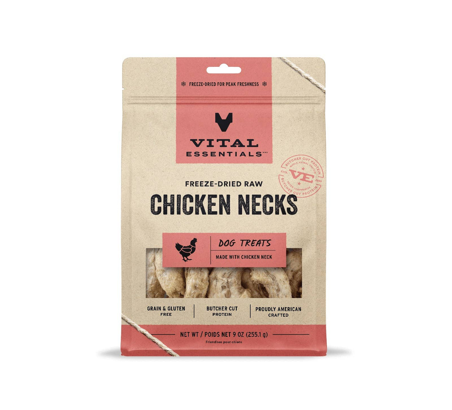 Vital Essentials Freeze-Dried Raw Chicken Necks Dog Treats