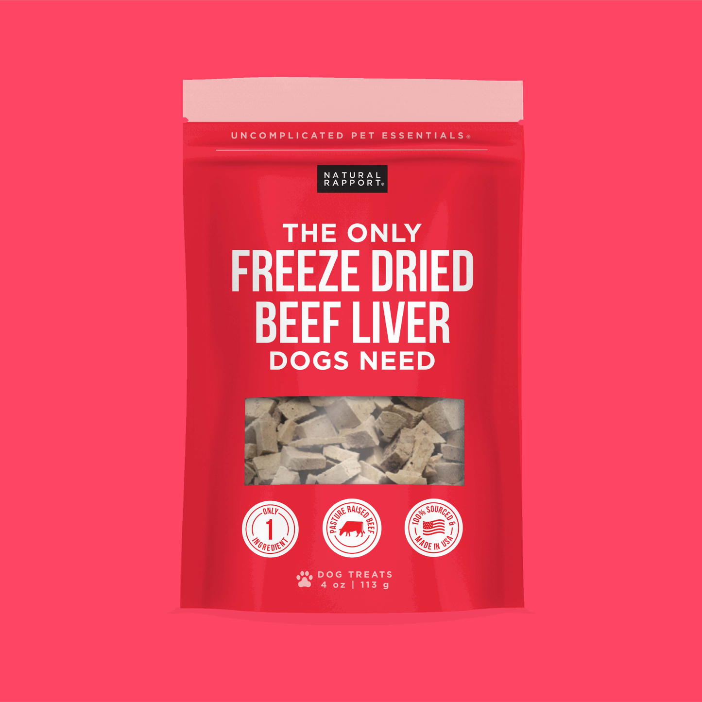 The Only Freeze Dried Beef Liver Dogs Need: 8 oz bag