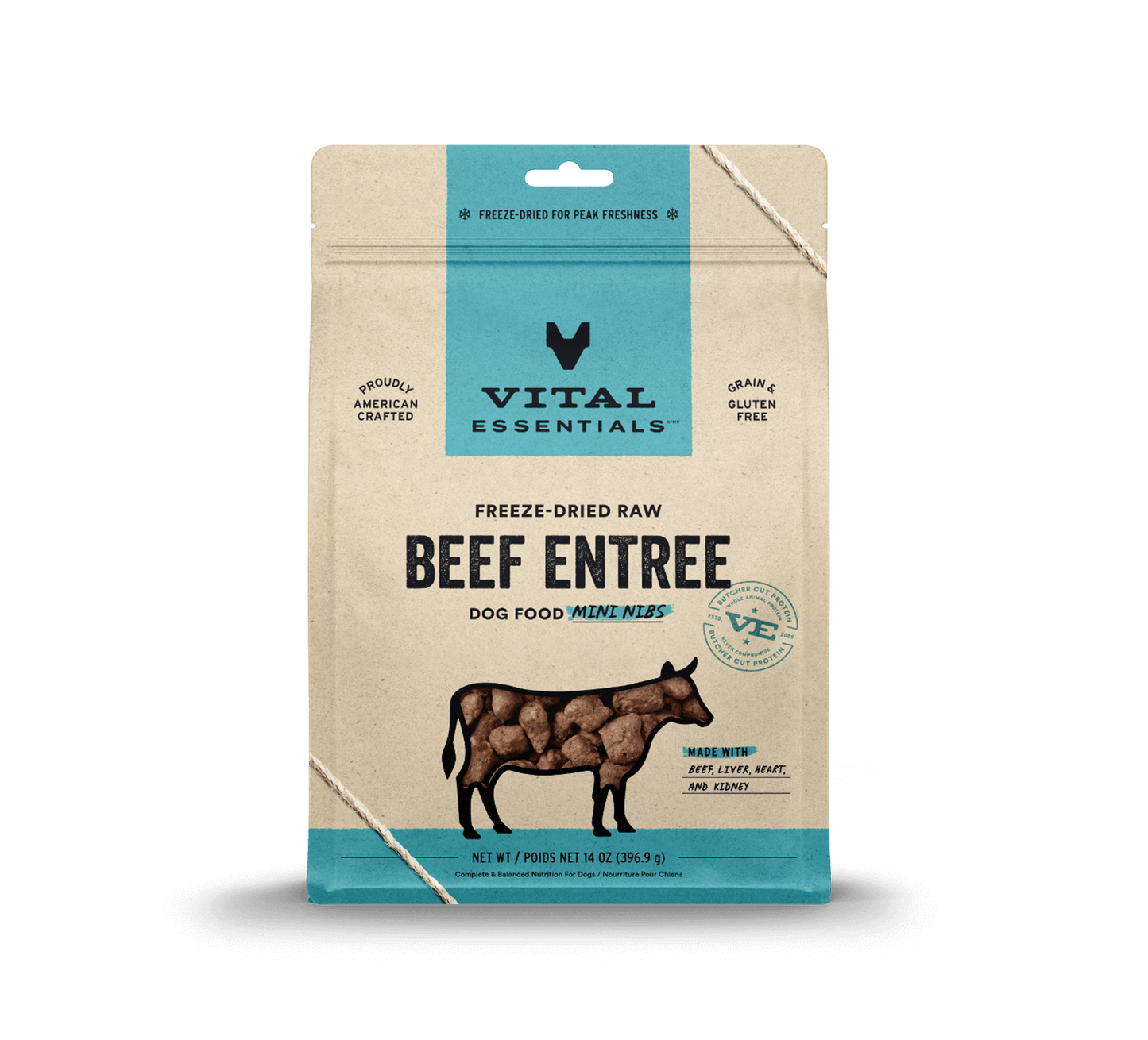 Vital Essentials Raw Beef FD Dog Food Mini Nibs 14 oz