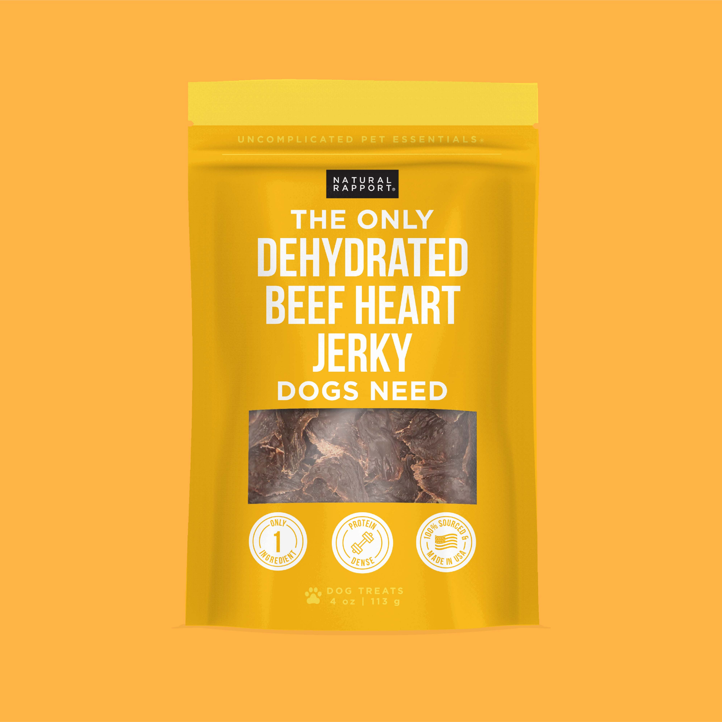 The Only Dehydrated Beef Heart Jerky Dogs Need: 4 oz bag