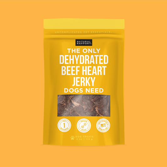 The Only Dehydrated Beef Heart Jerky Dogs Need: 4 oz bag