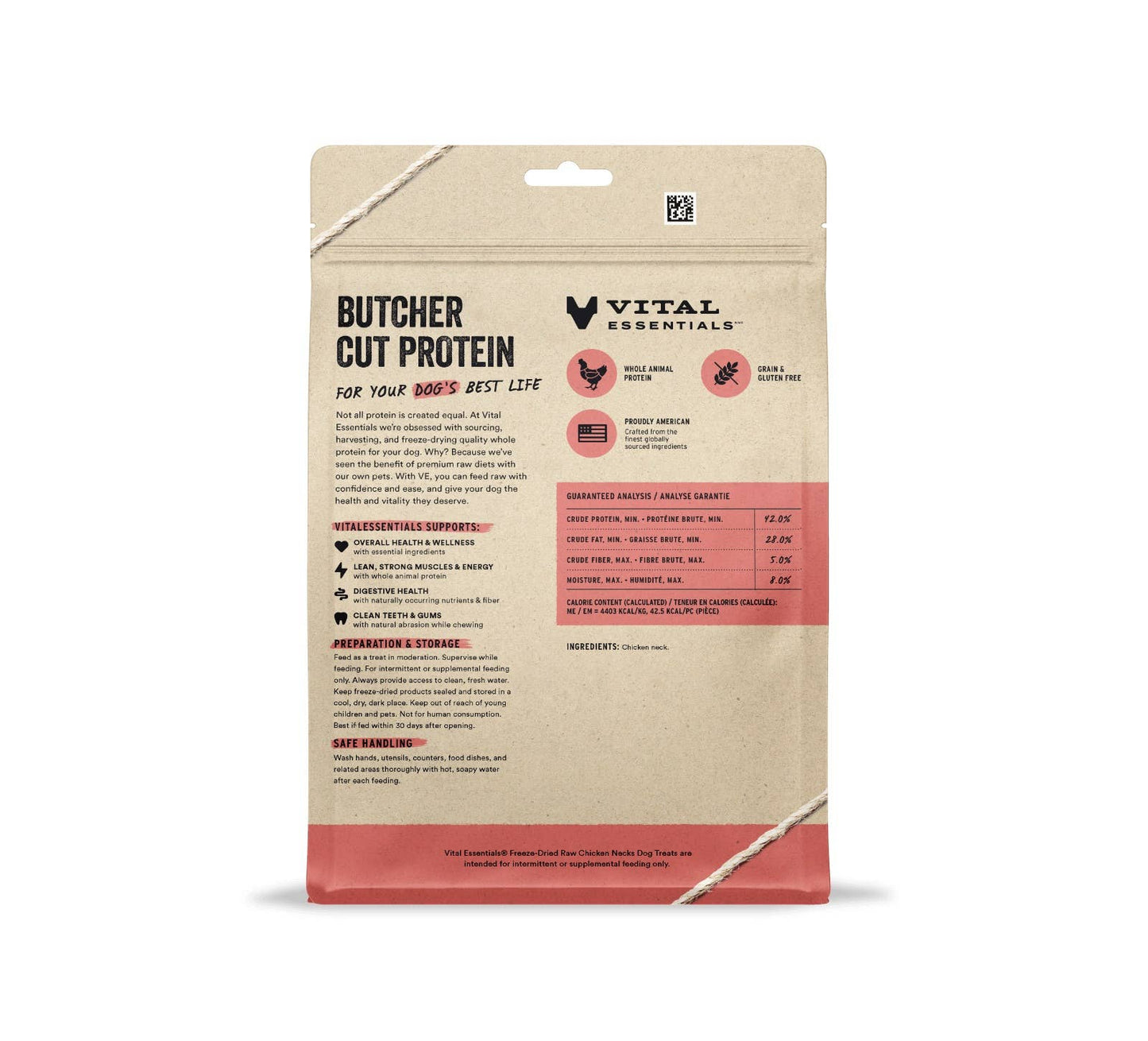 Vital Essentials Freeze-Dried Raw Chicken Necks Dog Treats