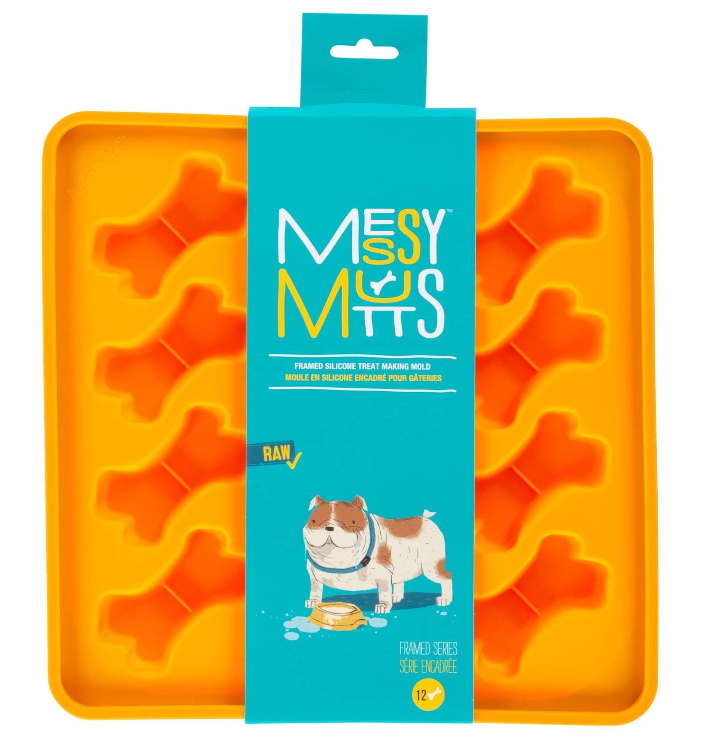 Messy Mutts Framed Silicone Treat Making Mold Bones Orange